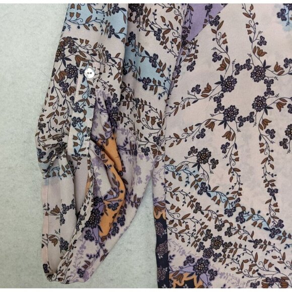 BLACK RAINN - WOMEN'S PINK FLORAL PRINT TUNIC TOP - SIZE L - Picture 3 of 7